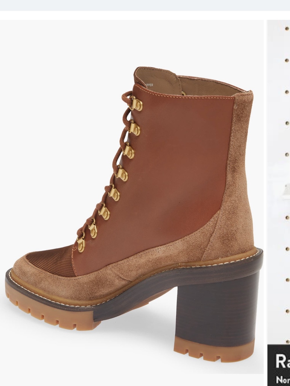 Tory Burch Two-Tone Brown Lace-Up Block Heel Boot